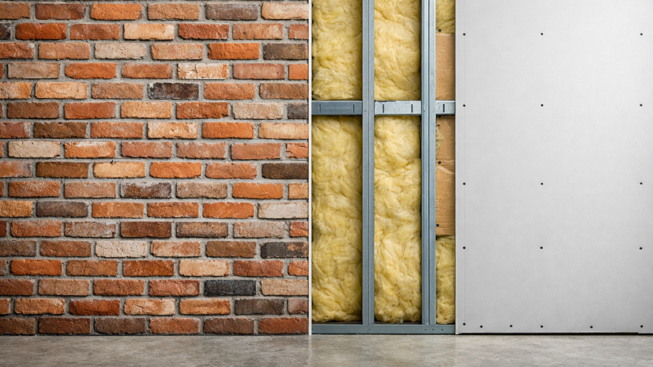 Parede de tijolo ou drywall