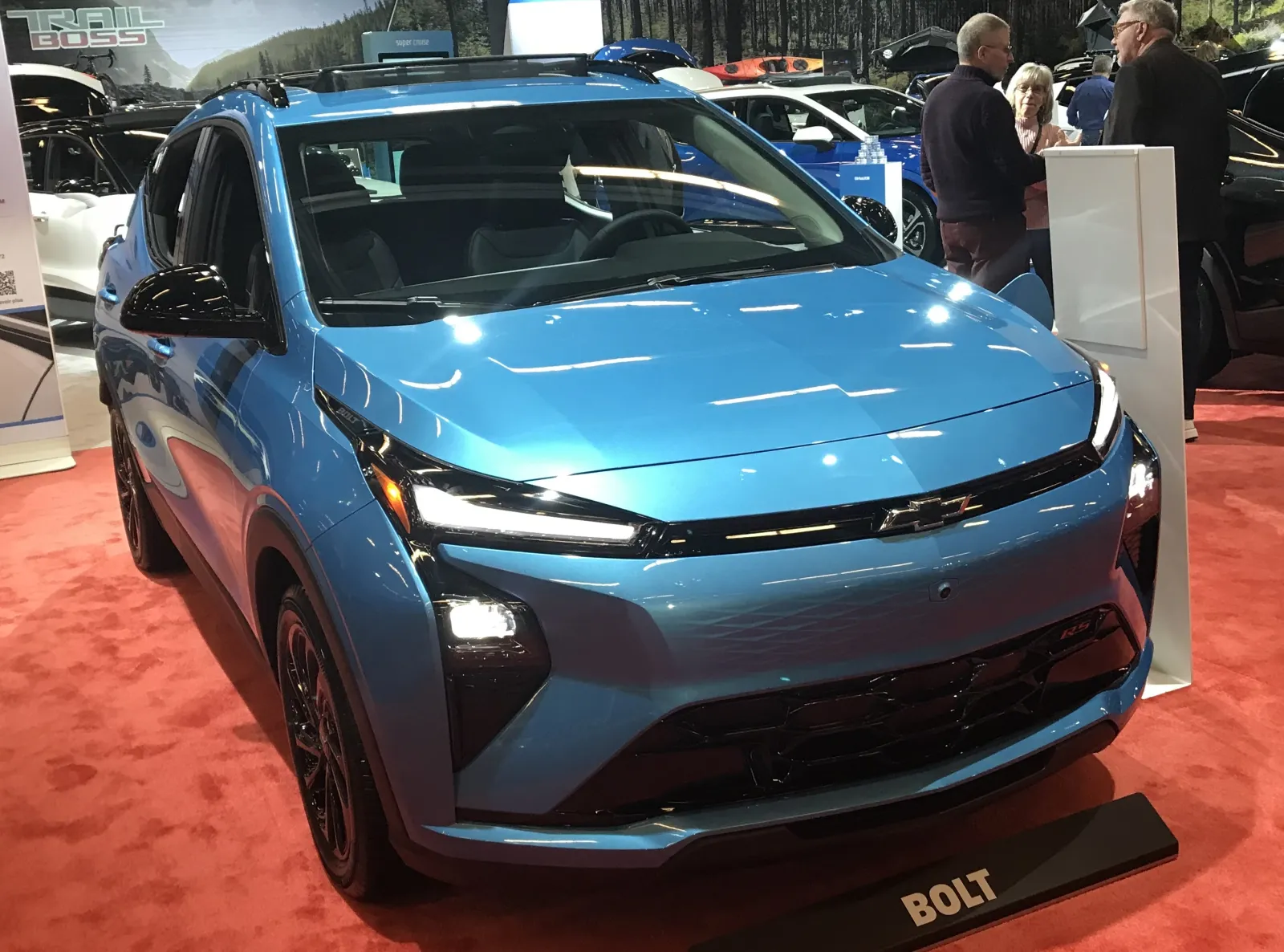 Blue 2027 Chevrolet Bolt front view showing what changed for the 2027 Chevrolet Bolt