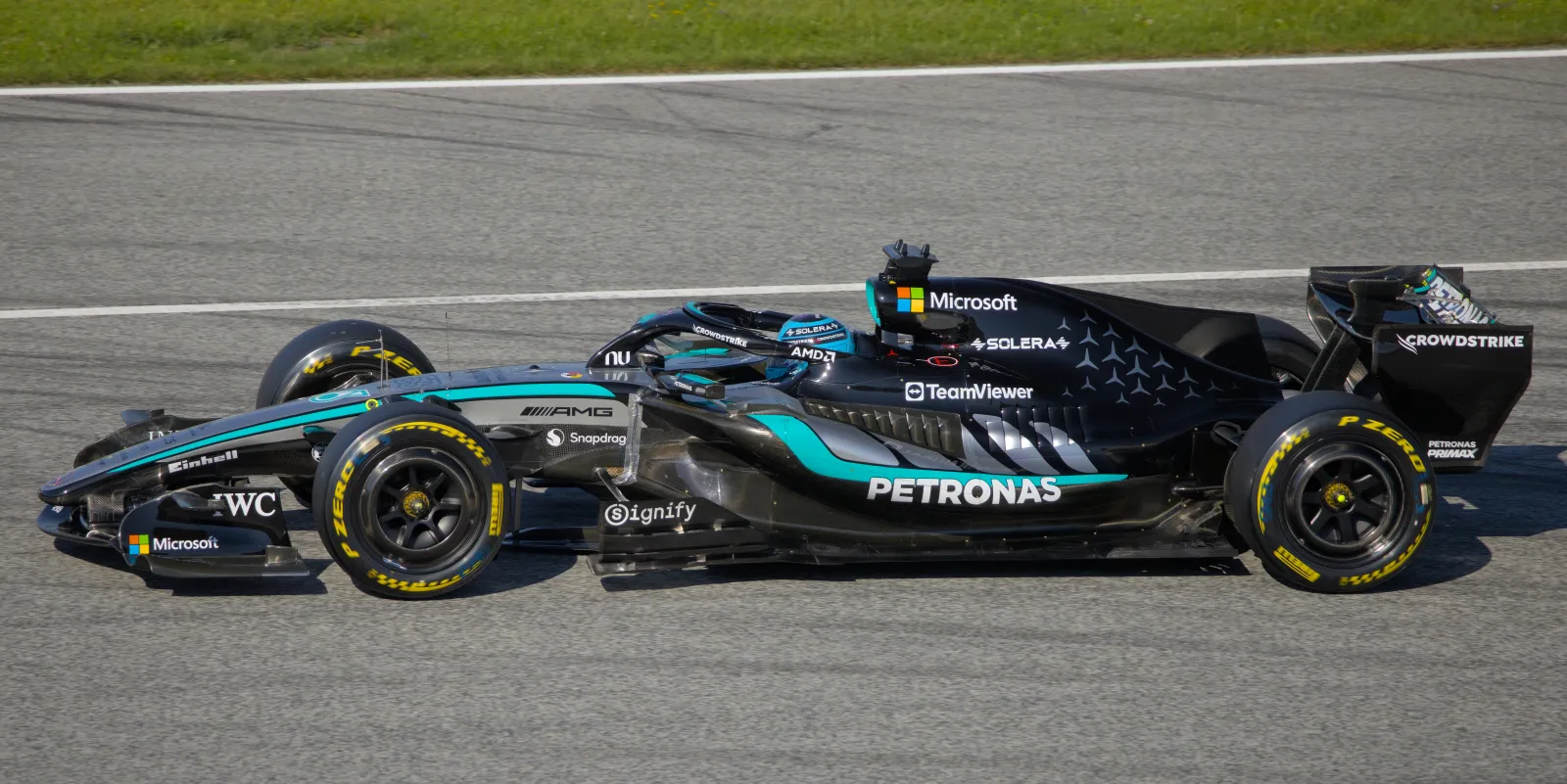 George Russell's number 63 Mercedes W17 on track during the 2026 Austrian Grand Prix